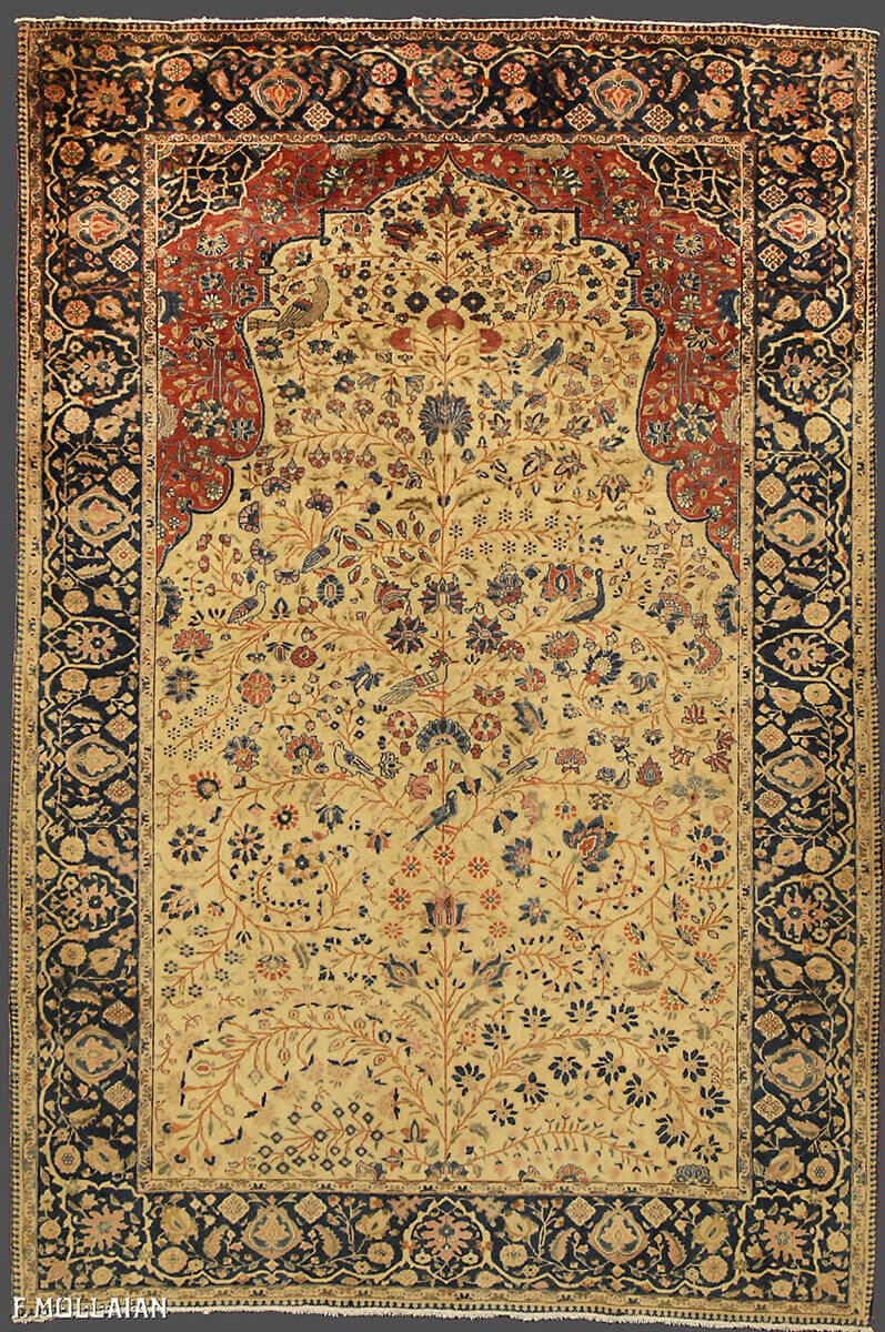 Tapis Persan Antique Kashan Mohtasham n°:32413156